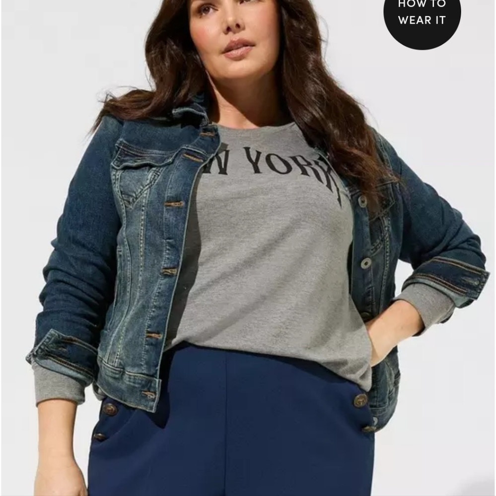 Torrid Size 2 Trucker Dark Blue Denim Jacket Xxl